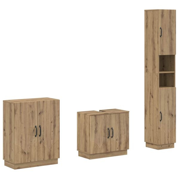 vidaXL 3-teiliges Badezimmer-Schranksystem HOORN Artisan-Eiche, 3417476