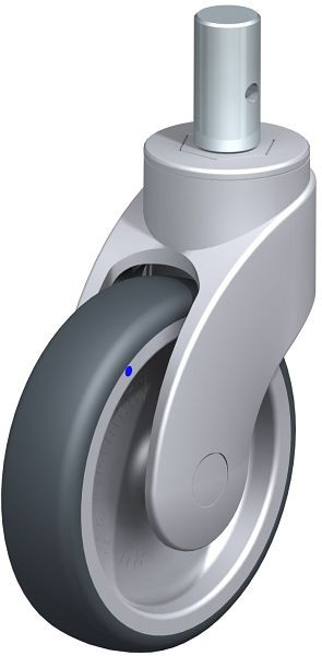 Blickle LWGX-TPA 126G-ZAX55 Kunststoff-Lenkrolle WAVE, rostfrei, mit Zapfen, Thermoplastisches Gummi-Elastomer, Grau, 751718