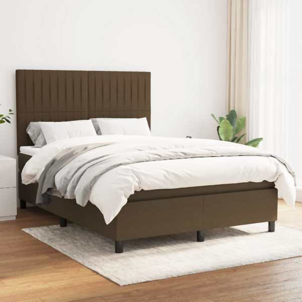 vidaXL Boxspringbett mit Matratze Dunkelbraun 140x190 cm Stoff, 3141932