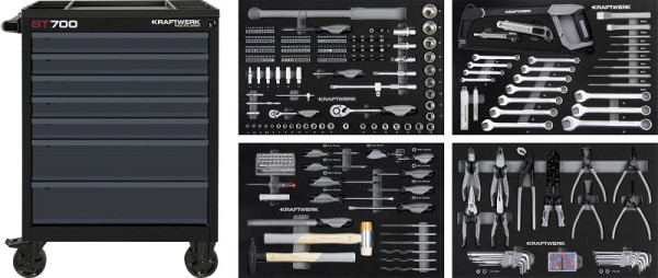 Kraftwerk BT700 Werkstattwagen, 7 Schubladen, BASIC, anthrazit, 337-teilig, 102.117.109