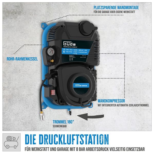 Güde Wandkompressor 160/08/2 ST – 230 V, 2 L Kes Produktbild-Vorschau 2