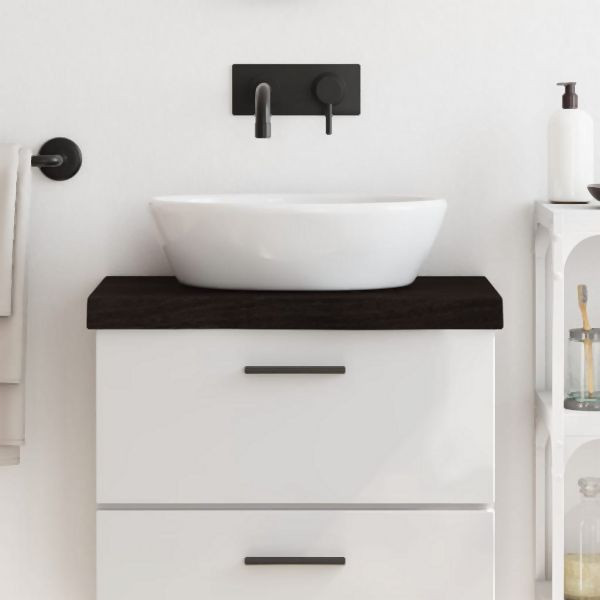 vidaXL Waschtischplatte Dunkelbraun 60x40x(2-6)cm Massivholz Behandelt, 3156202