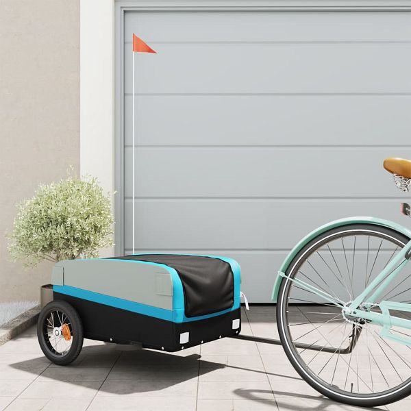 vidaXL Fahrradanhänger Schwarz und Blau 30 kg Eisen, 94037