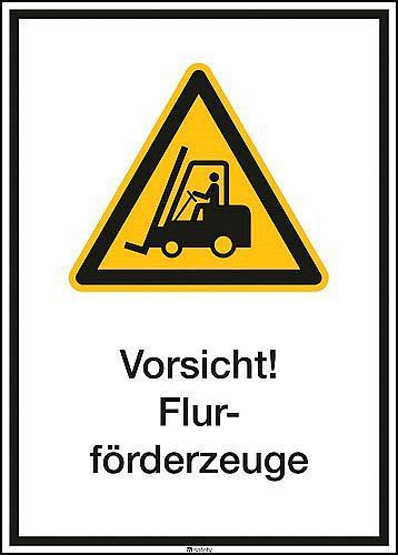 DENIOS Kombischild "Vorsicht Flurförderzeuge", ISO 7010, Aluminium, 265 x 370 mm, VE: 5 Stück, 266746