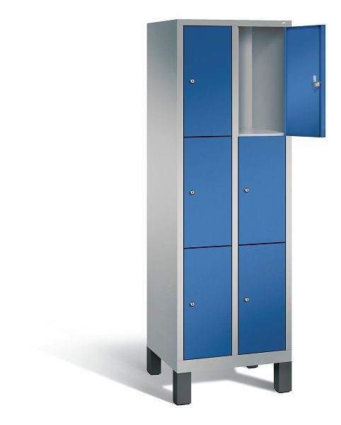 C+P Schließfachschrank Evolo, H1850xB610xT500mm, Farbe: Weißaluminium / Enzianblau, 48010-203 S10156