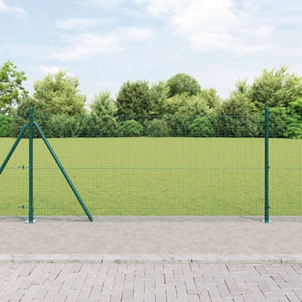 vidaXL Geschweißter Drahtzaun mit 13 Flanschköpfen Grün 0,8x50 m Stahl, 3352469