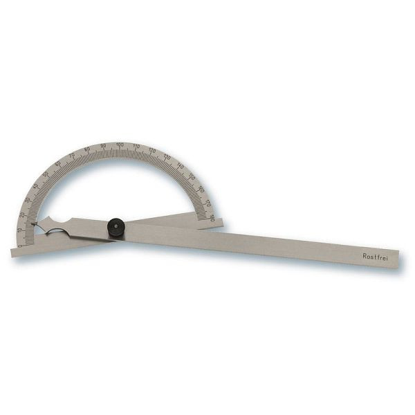 STEINLE Stahl Winkelmesser, Gradmesser 200 x 300 mm, Präzisionsausführung Durchmesser Gradbogen: 200 mm, Länge des freien Schenkels: 300 mm, 62020200