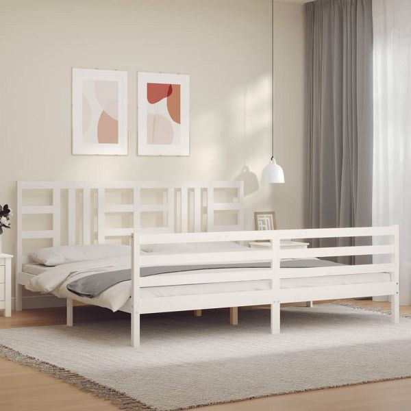 vidaXL Massivholzbett mit Kopfteil Weiß 200x200 cm, 3193942