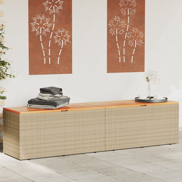 vidaXL Gartentruhe Beige 220x50x54 cm Poly Rattan Akazienholz, 365960