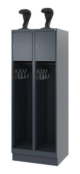 C+P Feuerwehrspind Evolo, Modell YOUNGSTER, 2 Abteile, H1530xB600xT500 mm, Anthrazit, Sockel, 0490015-20 S10010