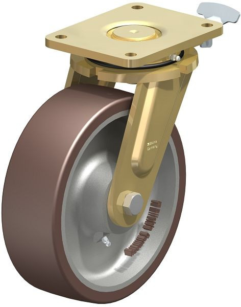 Blickle LS-GB 252K-RI4 Stahlgeschweißte Schwerlast-Lenkrolle, schwere Drehkranz-Ausführung, Blickle Besthane®, Braun, 852601