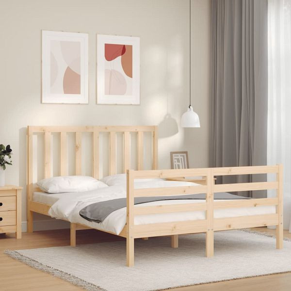 vidaXL Massivholzbett mit Kopfteil 140x200 cm, 3193856, 8720845990268