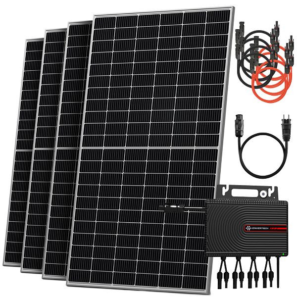 Solarway Balkonkraftwerk 2000W Komplett, 4 JaSolar-Module, Envertech Wechselrichter mit APP&WiFi, Plug&Play, mit Stockschraubenhalterung, SHY-4-500-D20-ST