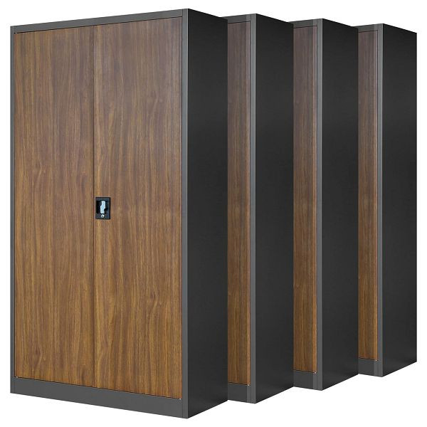 Jan Nowak Set 4x Aktenschrank Büroschrank JAN H, 900 x 1950 x 400 mm, Eco Design: anthrazit/ nussbaum, C115