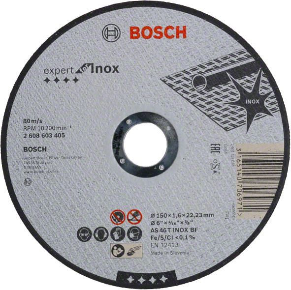 Bosch Trennscheibe gerade Expert for Inox AS 46 T INOX BF, 150 mm, 1,6 mm, VE: 25 Stück, 2608603405