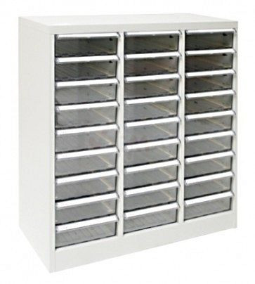 ADB Schubladencontainer SC3x9, Außenmaße des Metallkorpus (B x T x H): 79, 5 x 35 x 88 cm, Farbe: Lichtgrau, pulverbeschichtet (RAL 7035), 40613