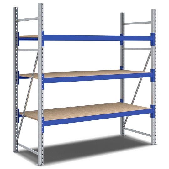 BITO Weitspannregal Set /F2 2000x800x1800 Grundfeld 3 Ebenen Spanplatten RAL5010 U, C0350-0280