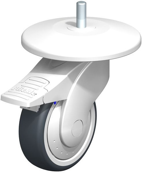 Blickle LWKX-TPA 101XK-11-FI-FK-AMWX125 Kunststoff-Lenkrolle WAVE, rostfrei, mit Abweisrad & Feststeller, Thermoplastisches Gummi-Elastomer, Grau, 849322