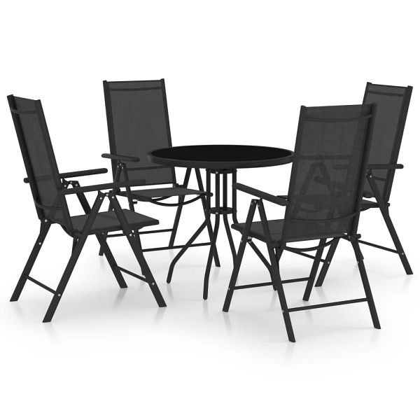vidaXL 5-teilig Garten-Essgruppe Aluminium und Textilene Schwarz, 3070656