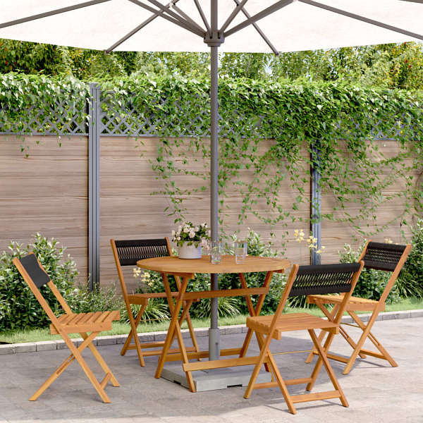 vidaXL 5-tlg. Garten-Essgruppe Polypropylen und Massivholz Schwarz, 3281769