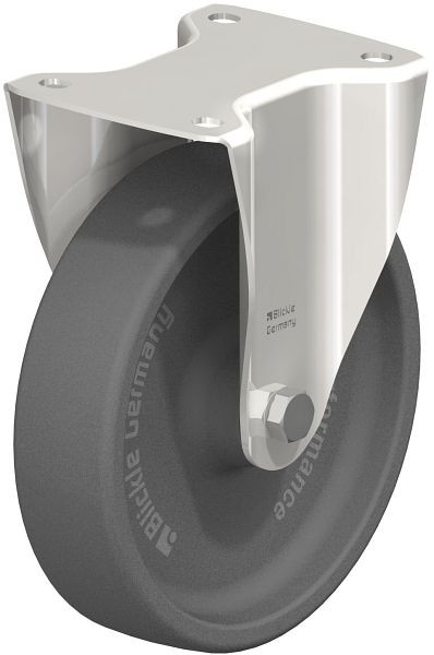 Blickle BX-POHI 200G Hitzebeständige Edelstahl-Bockrolle mit Anschraubplatte, Polyamid, Grau, 754268