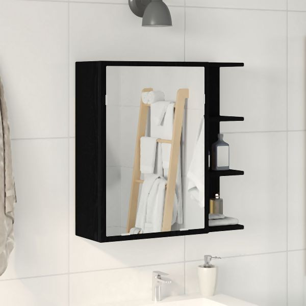 vidaXL Badspiegelschrank in Schwarz-Eiche, 62,5x20,5x64 cm, Material, 862523