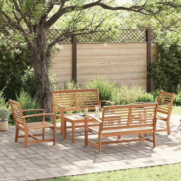 vidaXL Garten-Sofa-Set 5-teilig Natur Teak-Massivholz, 3356858