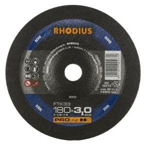 Rhodius PROline FTK33 Freihandtrennscheibe, Durchmesser [mm]: 180, Stärke [mm]: 3, Bohrung [mm]: 22.23, VE: 25 Stück, 200928