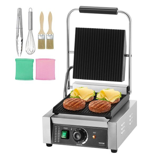 VEVOR Panini-Pressgrill Sandwichmaker Grillplatte 23x23cm Elektrisch Kommerziell, DYYBDBL3200WZG84KV2