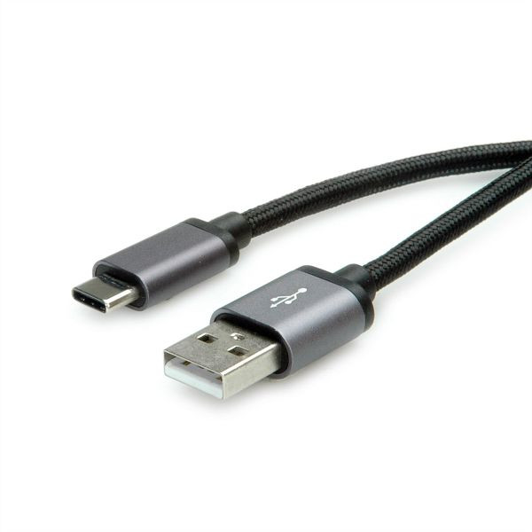 ROLINE USB 2.0 Kabel, Typ C - Typ A, ST/ST, schwarz, 3 m, 11.02.9029