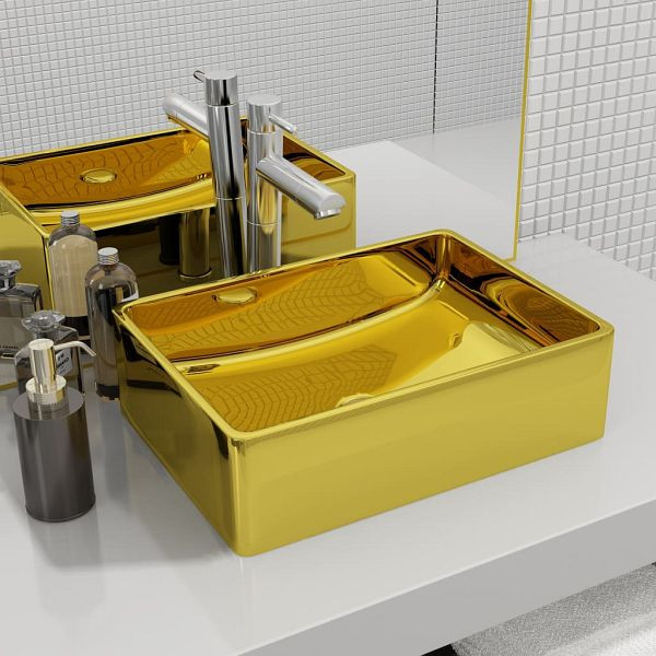 vidaXL Waschbecken 41 x 30 x 12 cm Keramik Golden, 143496