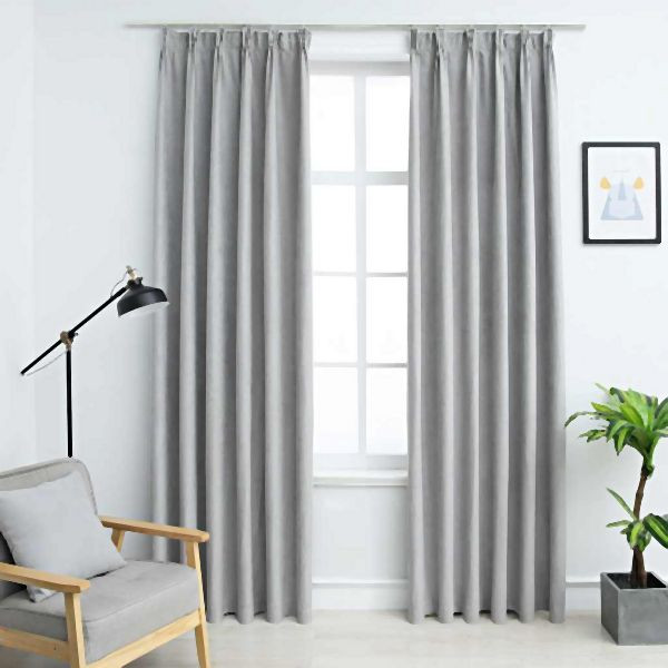 vidaXL Verdunkelungsvorhänge mit Haken 2 Stück Grau 140x225 cm, 134468