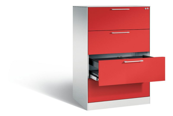 C+P Hängeregistraturschrank Asisto, H1310xB800xT600mm, Farbe: Lichtgrau / feuerrot, Bügelgriff, 146223-412 S10244