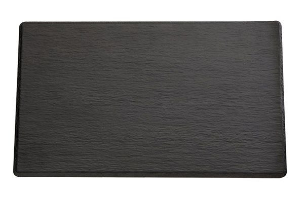 APS GN 1/4 Tablett -SLATE-, 26,5 x 16,2 cm, Höhe: 1 cm, Melamin, schwarz, Schieferlook, mit Antirutsch-Füßchen, 83958