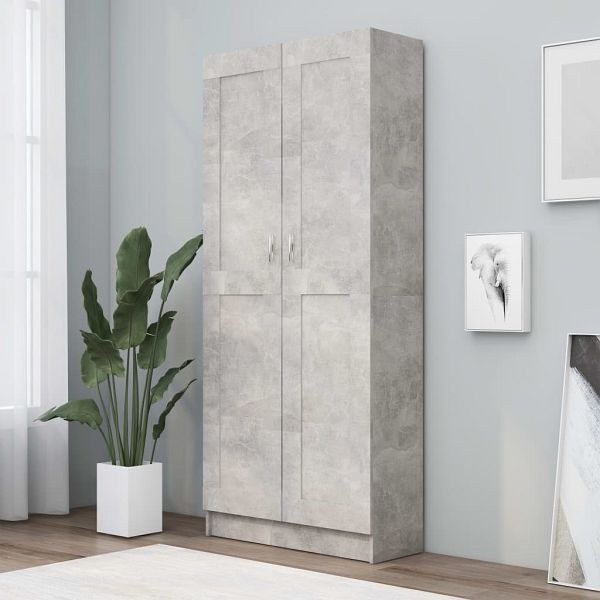 vidaXL Bücherschrank Betongrau 82,5x30,5x185,5 cm Holzwerkstoff, 802736