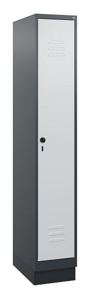 C+P Umkleidespind Classic PLUS mit Mitteltrennwand, Sockel, 1800x300x500mm, 7016/7035, Drehriegel, 0800207-10F S10013