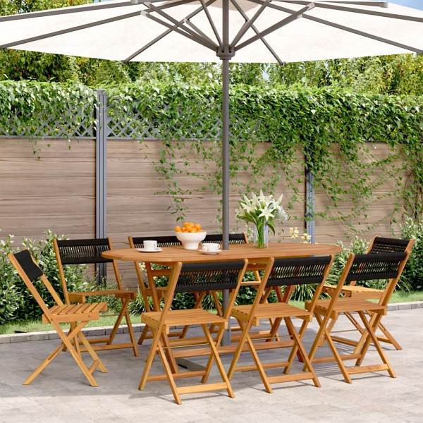 vidaXL Gartenstühle 8 Stück Klappbar Schwarz Massivholz Akazie, 3214603