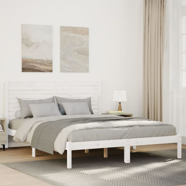 vidaXL Massivholzbett Extra Lang ohne Matratze Weiß 140x220 cm, 3309314