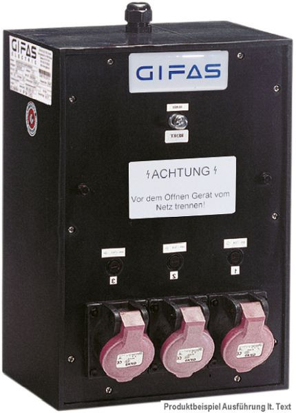 GIFAS Sicherheitstransformator Vollgummi-Verteiler Typ 3900, 230/42V, 1kVA, 3x CEE 16A/42V, 211250