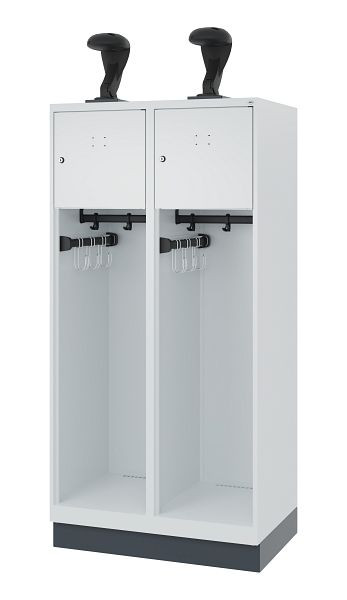 C+P Feuerwehrspind Evolo, Modell YOUNGSTER, 2 Abteile, H1530xB800xT500 mm, Lichtgrau, Füße, 0490015-22 S10009