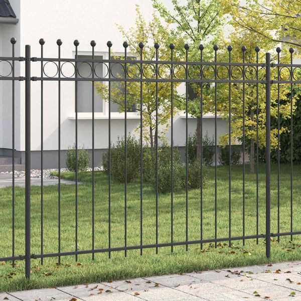 vidaXL Ringzaun Schwarz 200 x 200 cm Pulverbeschichteter Stahl, 42030099