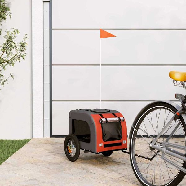 vidaXL Fahrradanhänger für Haustiere Orange und Grau 124 x 53 x 53 cm, 93823