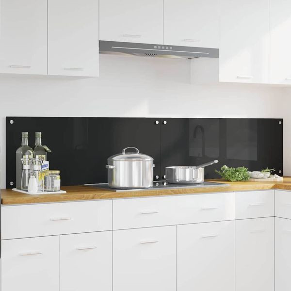 vidaXL Küchenrückwand Schwarz 100 x 40 x 0,8 cm Gehärtetes Glas, 3415551