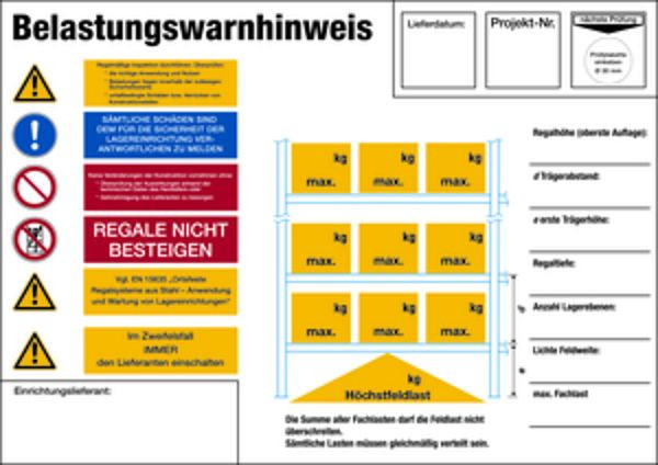 Schilder Klar Regalkennzeichnung Palettenregal, 420x297x0.6 mm Aluminium glatt, 7130/52