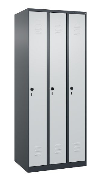 C+P Umkleidespind Classic PLUS, 3 Abteile, 1850x750x500mm, 7016/7035, Drehriegel, 080000-39 S10011