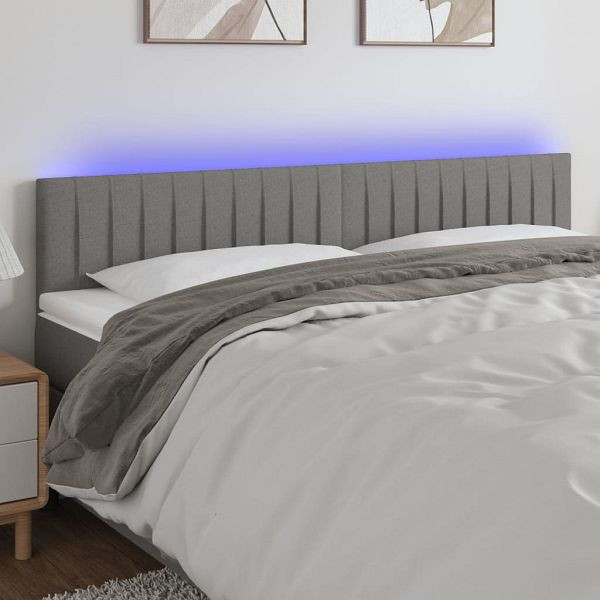 vidaXL LED Kopfteil Dunkelgrau 160x5x78/88 cm Stoff, 3121857