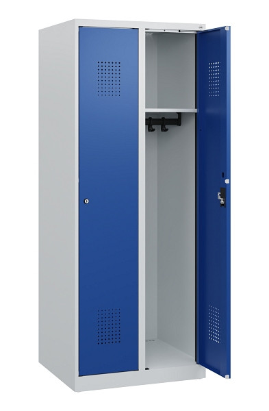 C+P Spind Evolo PLUS, 2 Abteile, 1530x600x500mm, 7035/5010, Zylinderschloss, 0490005-20 S10029
