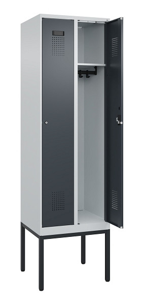C+P Spind Evolo PLUS, Gestell, 2 Abteile, 2120x600x500mm, 7035/7016, Verschluss Zylinderschloss, Ablageböden 2, 0490307-20 S10039