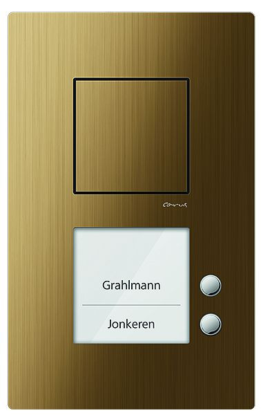 TCS Audio Außenstation Serie Carus IRIS mit 2 Klingeltasten (rechtsbündig), AP bronze, CAE1002-0151