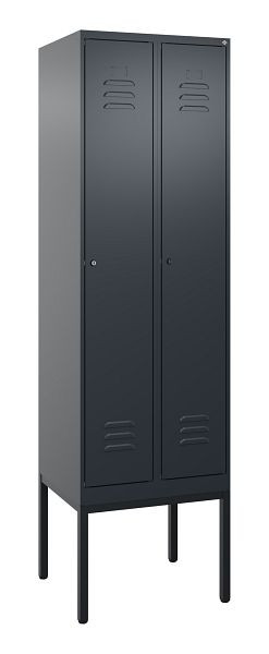 C+P Umkleidespind Classic PLUS mit Mitteltrennwand, Gestell, 2 Abteile, 2120x600x500mm, 7016/7016, Zylinderschlösser, 0800307-20F S10027
